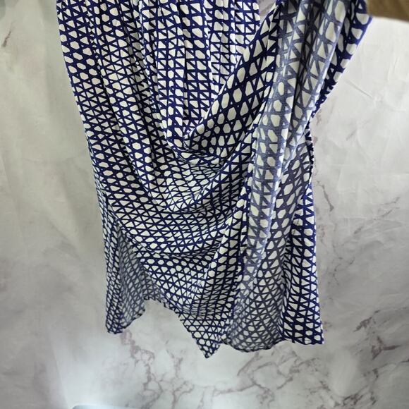 Anthropologie Dress Womens XS Royal Cobalt Blue White Maeve Batwing Midi Gemma - Picture 12 of 15